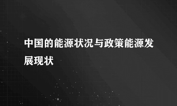 中国的能源状况与政策能源发展现状