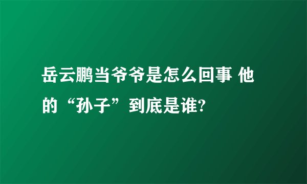 岳云鹏当爷爷是怎么回事 他的“孙子”到底是谁?