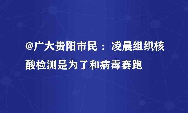 @广大贵阳市民 ：凌晨组织核酸检测是为了和病毒赛跑