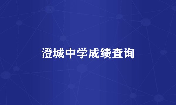 澄城中学成绩查询