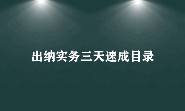 出纳实务三天速成目录