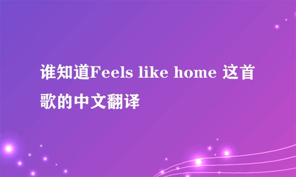 谁知道Feels like home 这首歌的中文翻译