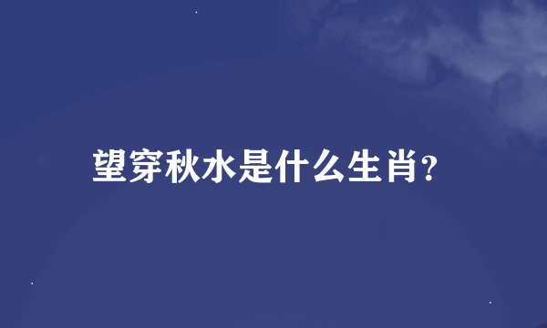 望穿秋水是什么生肖？
