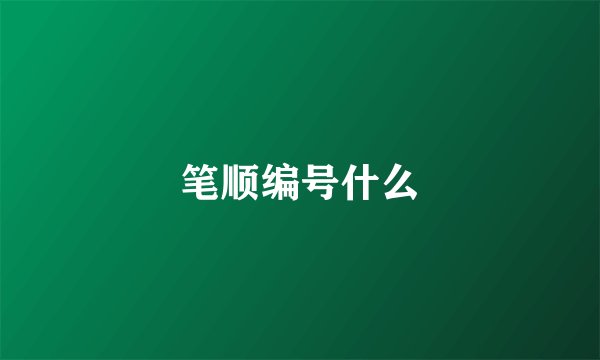 笔顺编号什么