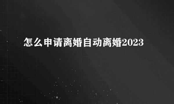 怎么申请离婚自动离婚2023