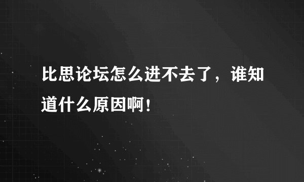 比思论坛怎么进不去了，谁知道什么原因啊！