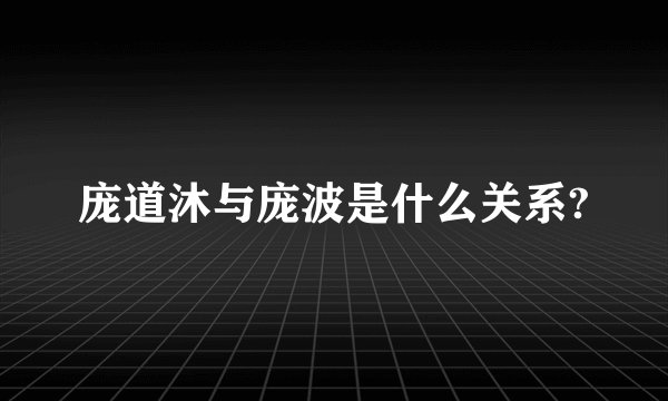 庞道沐与庞波是什么关系?