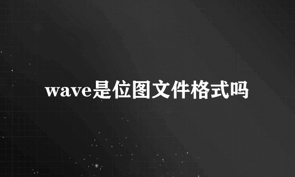 wave是位图文件格式吗