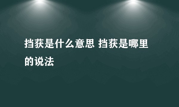 挡获是什么意思 挡获是哪里的说法