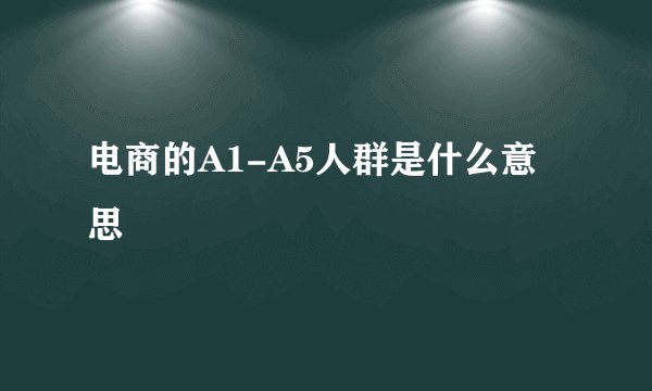 电商的A1-A5人群是什么意思