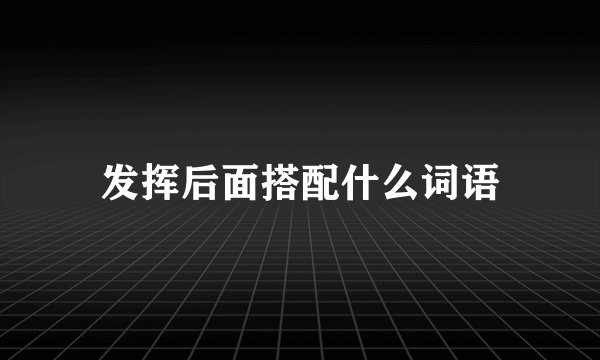 发挥后面搭配什么词语