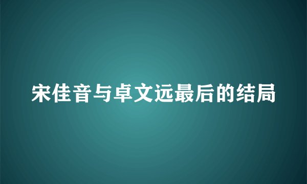 宋佳音与卓文远最后的结局