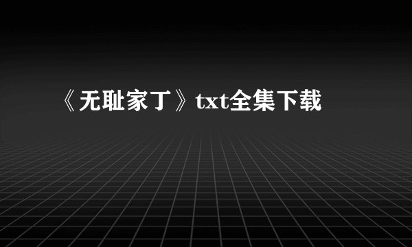 《无耻家丁》txt全集下载