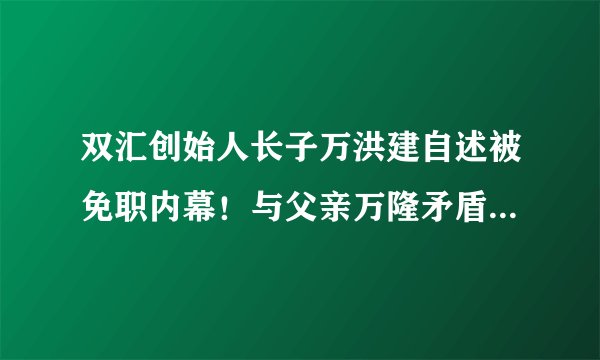 双汇创始人长子万洪建自述被免职内幕！与父亲万隆矛盾激化，被保镖摁倒在地