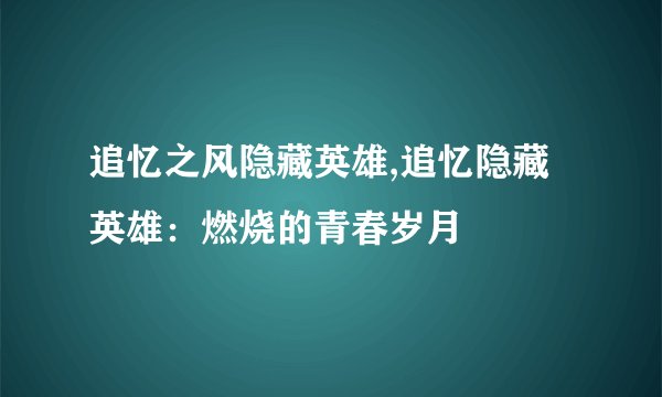 追忆之风隐藏英雄,追忆隐藏英雄：燃烧的青春岁月