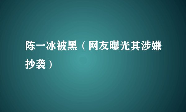 陈一冰被黑（网友曝光其涉嫌抄袭）