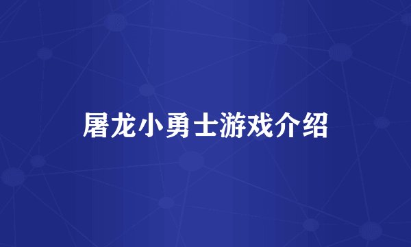 屠龙小勇士游戏介绍