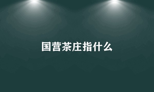 国营茶庄指什么