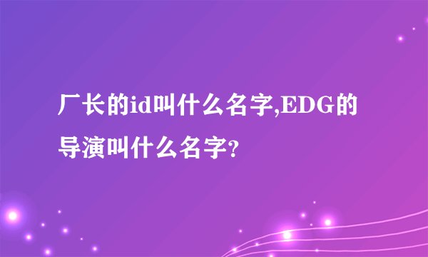 厂长的id叫什么名字,EDG的导演叫什么名字？