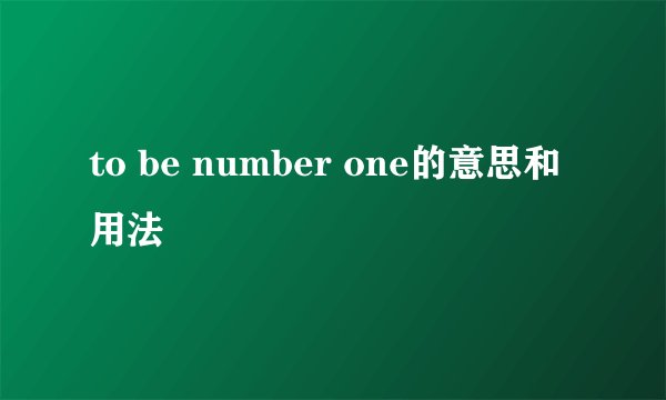 to be number one的意思和用法