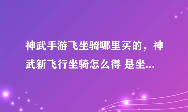 神武手游飞坐骑哪里买的，神武新飞行坐骑怎么得 是坐骑元神随机出的么