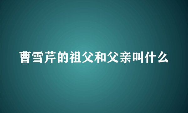 曹雪芹的祖父和父亲叫什么