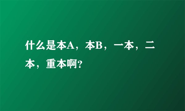 什么是本A，本B，一本，二本，重本啊？
