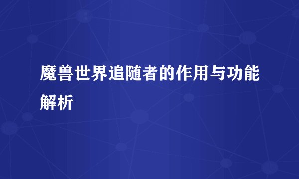 魔兽世界追随者的作用与功能解析