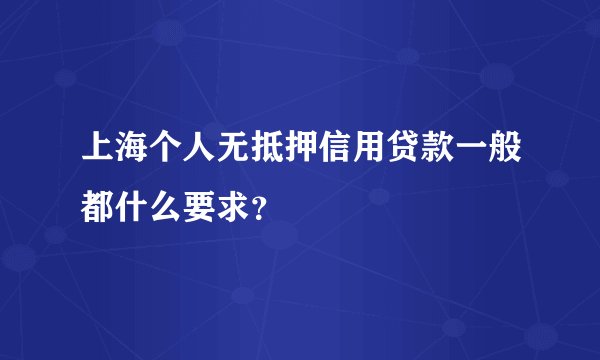 上海个人无抵押信用贷款一般都什么要求？
