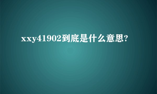 xxy41902到底是什么意思?