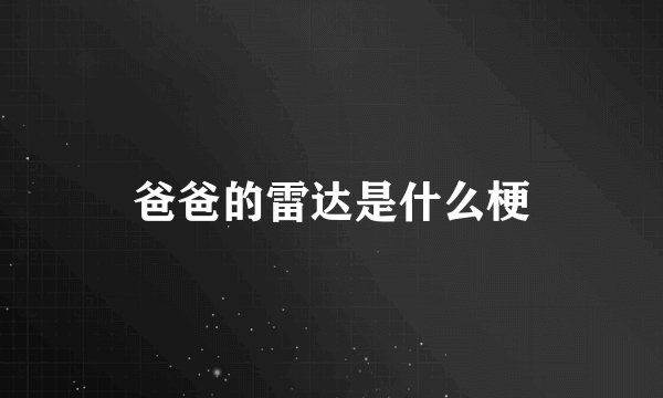 爸爸的雷达是什么梗