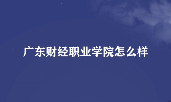 广东财经职业学院怎么样