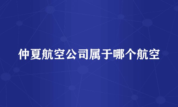 仲夏航空公司属于哪个航空