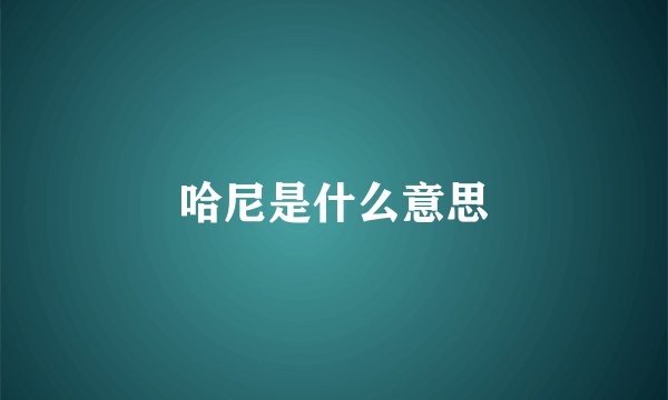 哈尼是什么意思