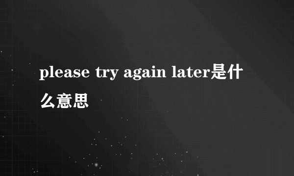 please try again later是什么意思
