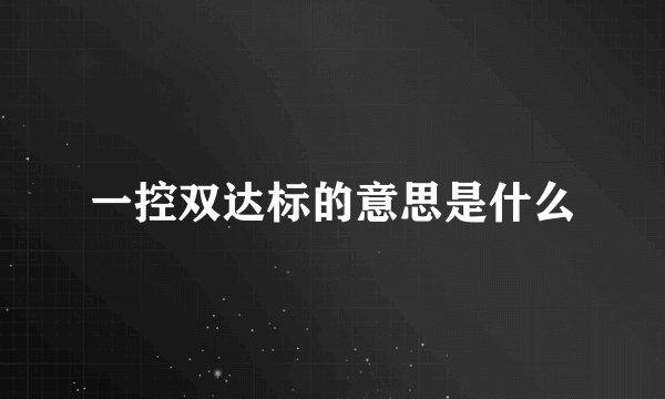 一控双达标的意思是什么