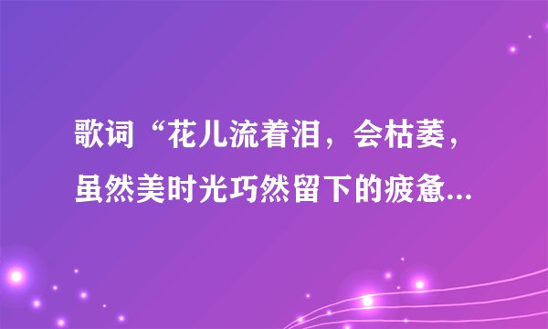 歌词“花儿流着泪，会枯萎，虽然美时光巧然留下的疲惫……”出自哪首歌？