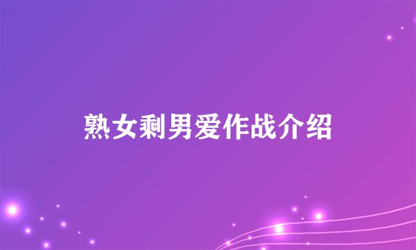 熟女剩男爱作战介绍