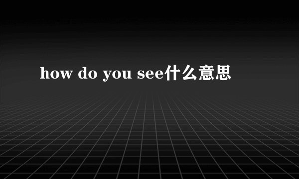 how do you see什么意思