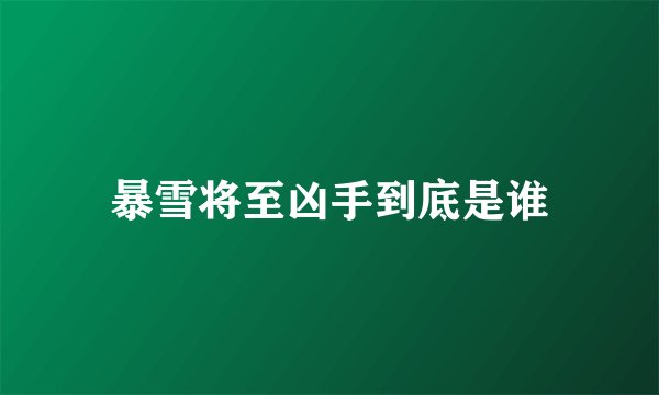 暴雪将至凶手到底是谁