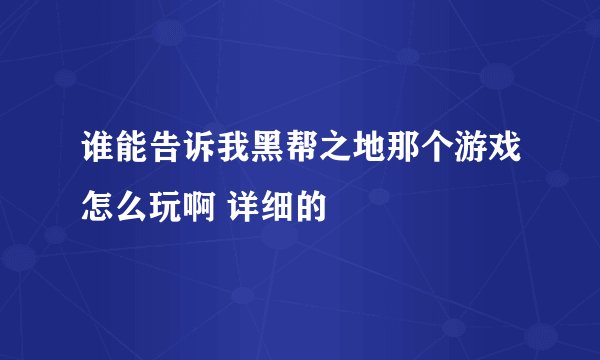 谁能告诉我黑帮之地那个游戏怎么玩啊 详细的