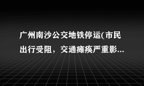 广州南沙公交地铁停运(市民出行受阻，交通瘫痪严重影响生活。)