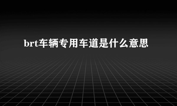 brt车辆专用车道是什么意思
