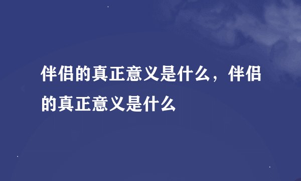 伴侣的真正意义是什么，伴侣的真正意义是什么