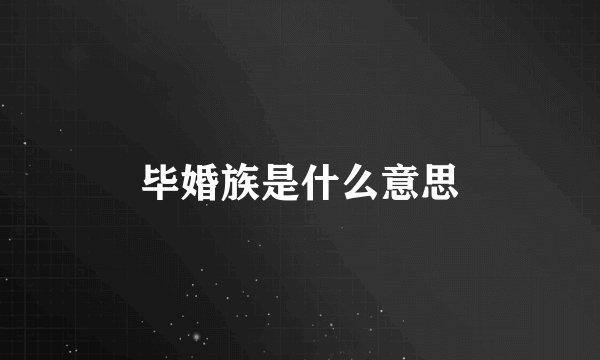 毕婚族是什么意思