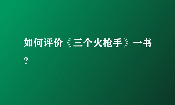 如何评价《三个火枪手》一书？