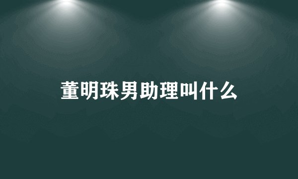 董明珠男助理叫什么
