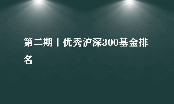 第二期丨优秀沪深300基金排名