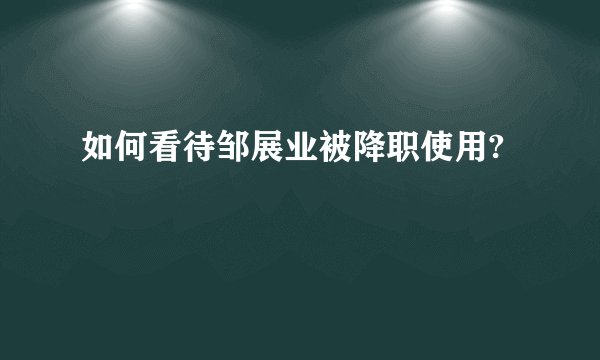 如何看待邹展业被降职使用?