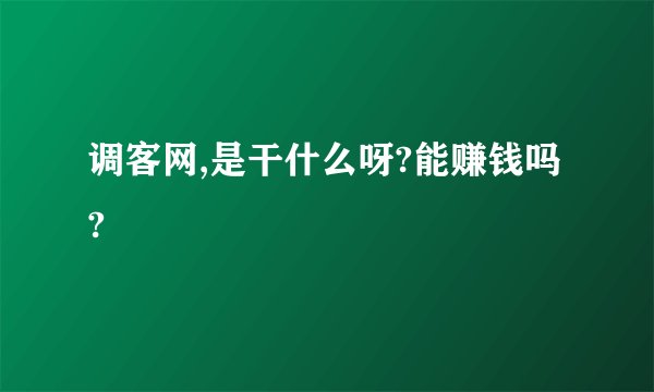 调客网,是干什么呀?能赚钱吗?